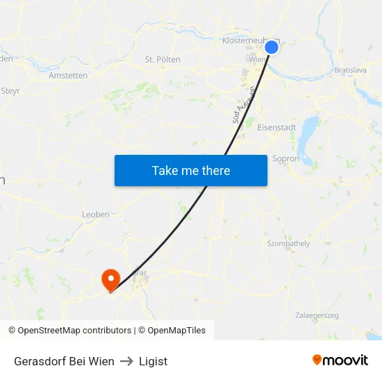Gerasdorf Bei Wien to Ligist map