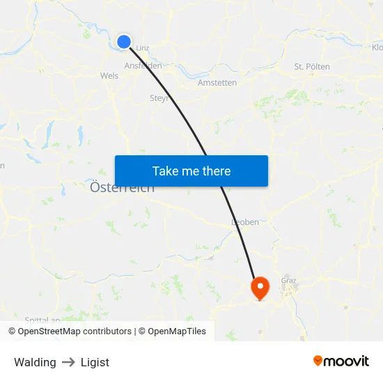 Walding to Ligist map