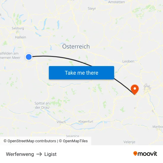 Werfenweng to Ligist map