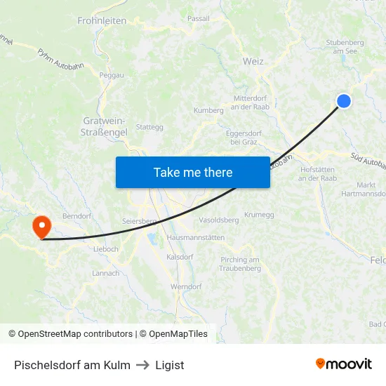 Pischelsdorf am Kulm to Ligist map