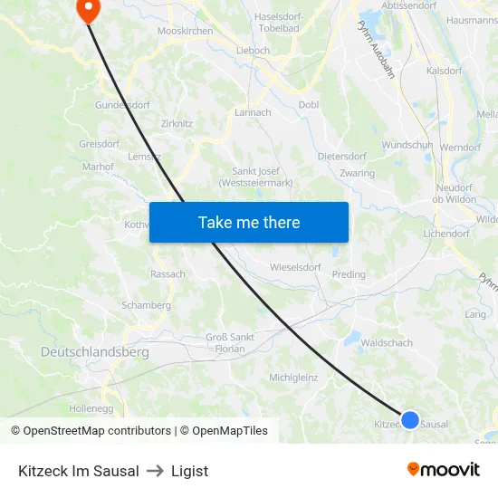 Kitzeck Im Sausal to Ligist map