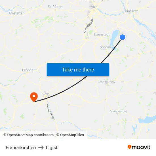 Frauenkirchen to Ligist map