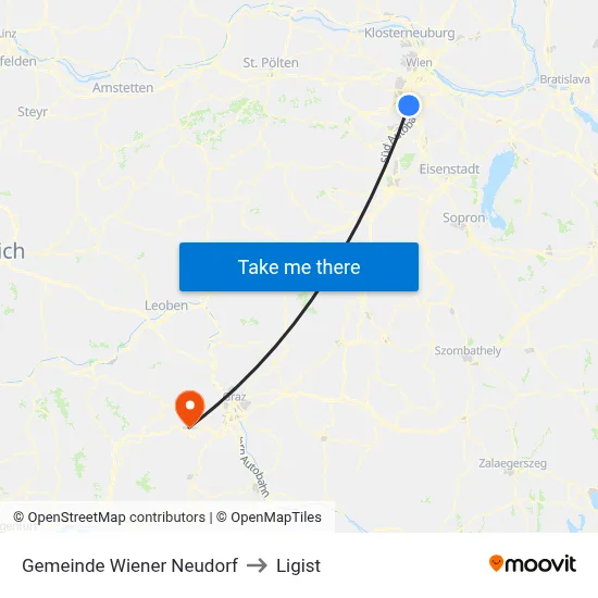 Gemeinde Wiener Neudorf to Ligist map