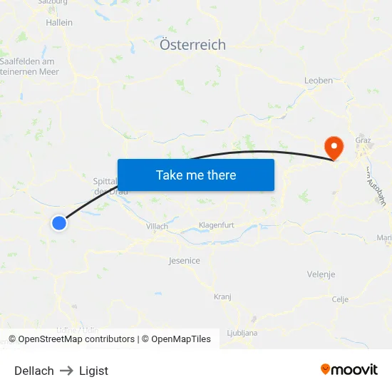 Dellach to Ligist map