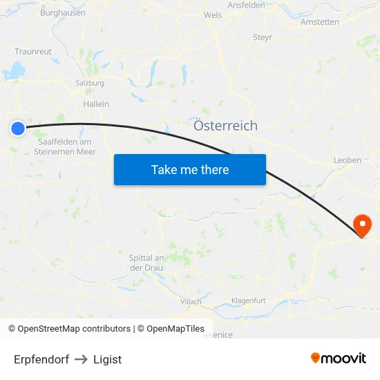 Erpfendorf to Ligist map