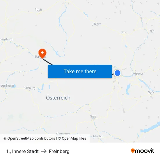 1., Innere Stadt to Freinberg map