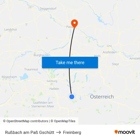 Rußbach am Paß Gschütt to Freinberg map