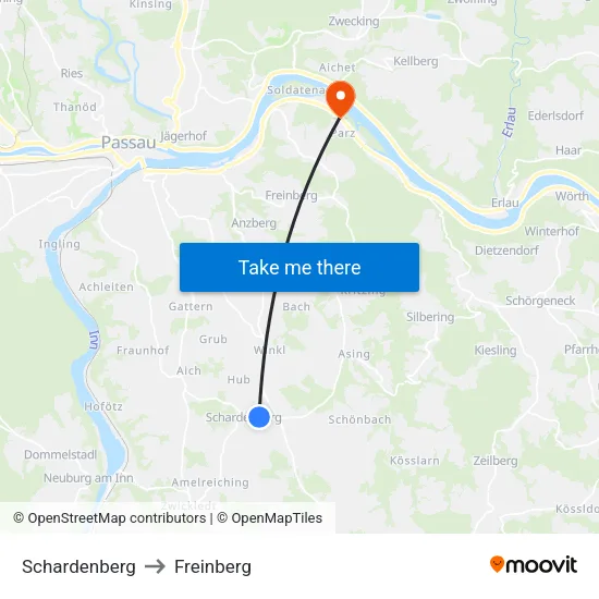 Schardenberg to Freinberg map