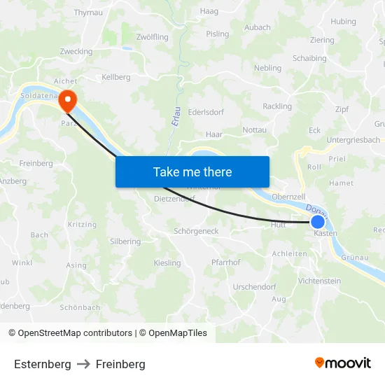 Esternberg to Freinberg map