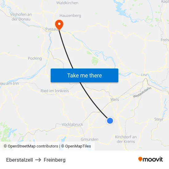 Eberstalzell to Freinberg map