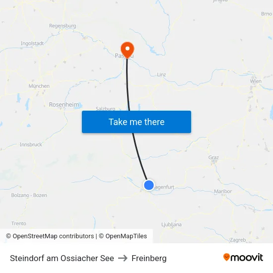 Steindorf am Ossiacher See to Freinberg map