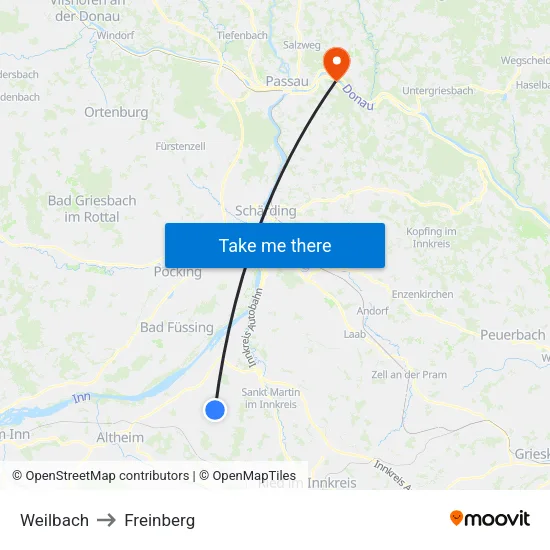 Weilbach to Freinberg map