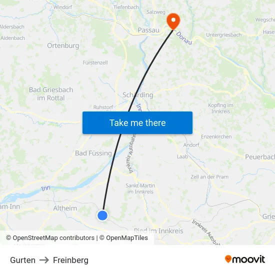 Gurten to Freinberg map