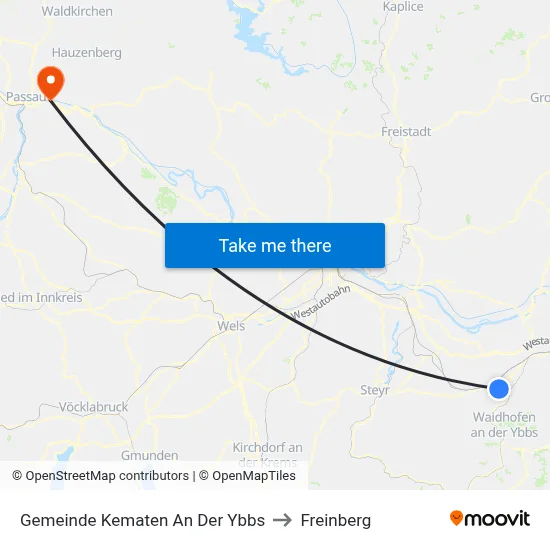 Gemeinde Kematen An Der Ybbs to Freinberg map