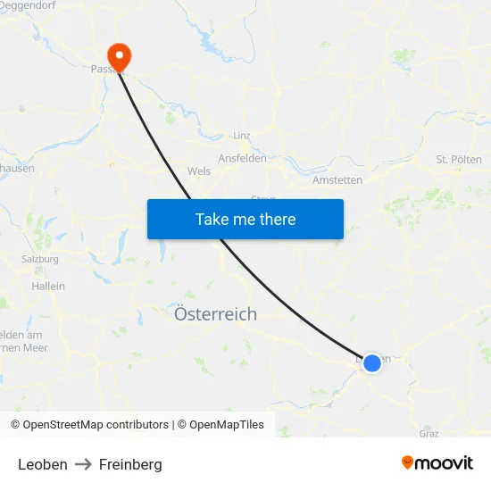 Leoben to Freinberg map