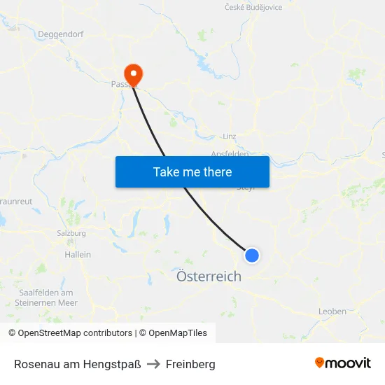 Rosenau am Hengstpaß to Freinberg map