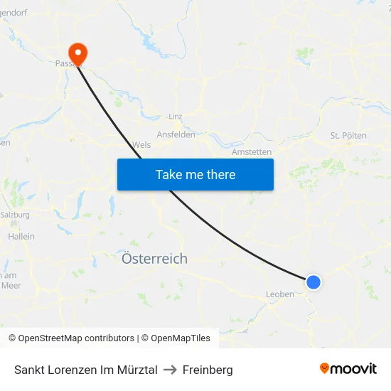 Sankt Lorenzen Im Mürztal to Freinberg map