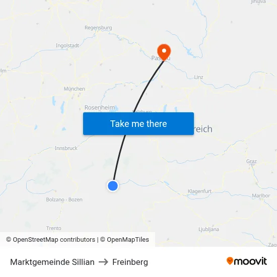 Marktgemeinde Sillian to Freinberg map