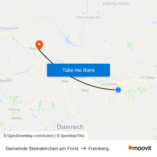 Gemeinde Steinakirchen am Forst to Freinberg map