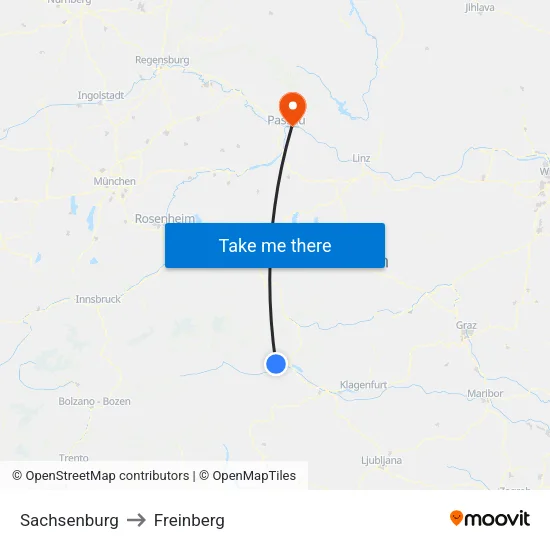 Sachsenburg to Freinberg map