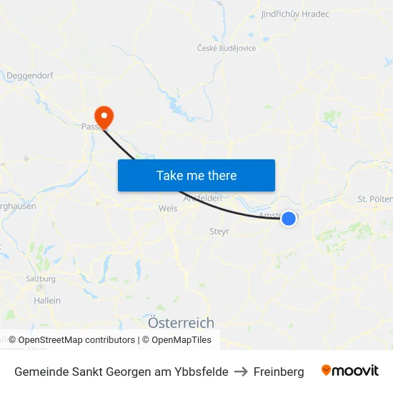 Gemeinde Sankt Georgen am Ybbsfelde to Freinberg map