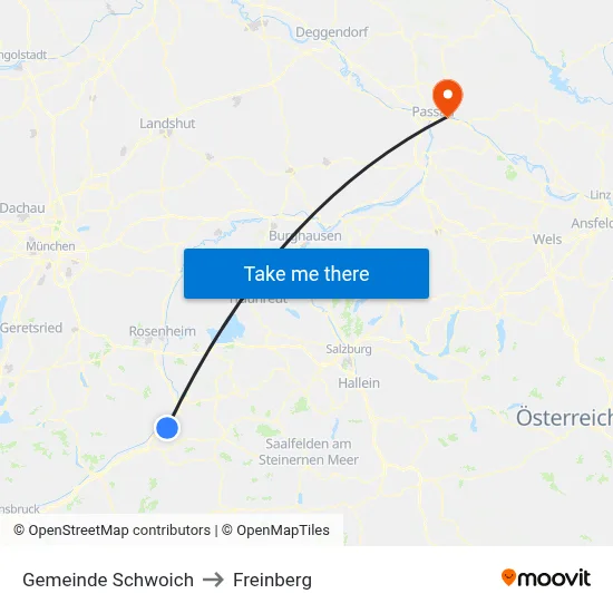 Gemeinde Schwoich to Freinberg map