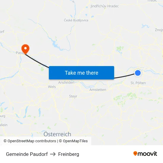 Gemeinde Paudorf to Freinberg map