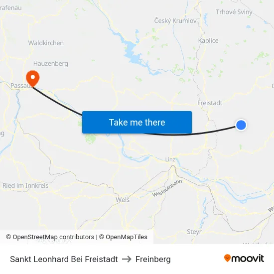 Sankt Leonhard Bei Freistadt to Freinberg map