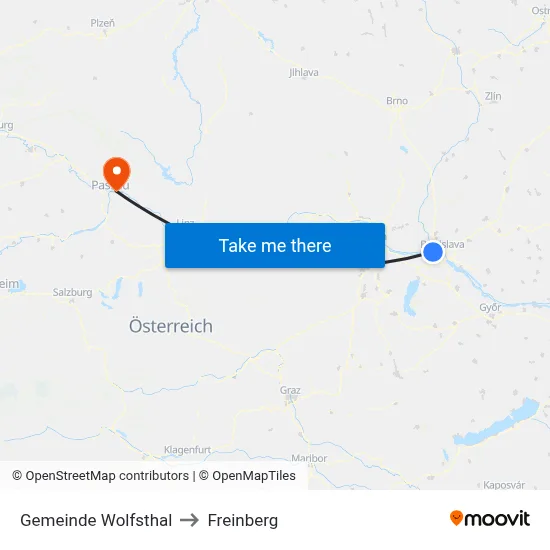 Gemeinde Wolfsthal to Freinberg map