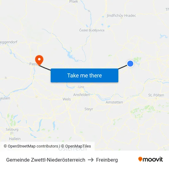 Gemeinde Zwettl-Niederösterreich to Freinberg map