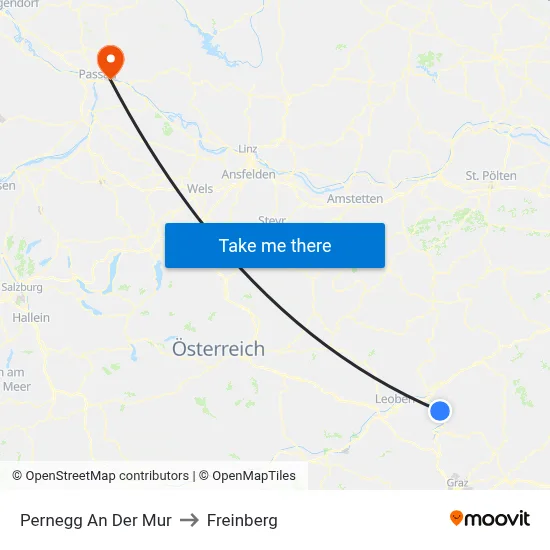 Pernegg An Der Mur to Freinberg map