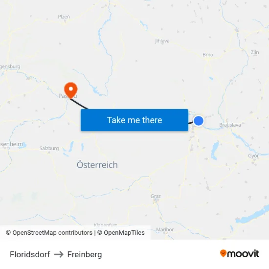 Floridsdorf to Freinberg map