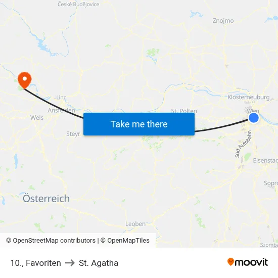 10., Favoriten to St. Agatha map