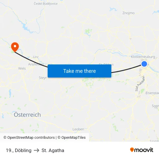 19., Döbling to St. Agatha map