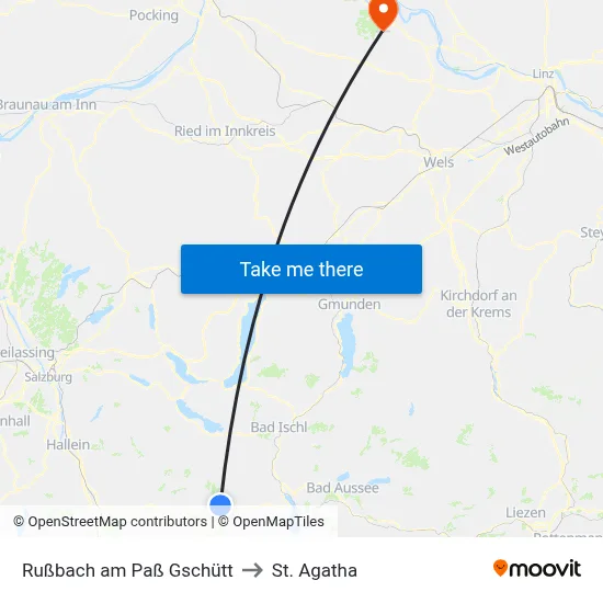 Rußbach am Paß Gschütt to St. Agatha map