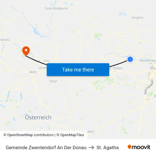 Gemeinde Zwentendorf An Der Donau to St. Agatha map