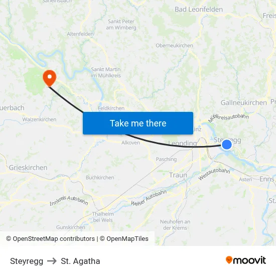 Steyregg to St. Agatha map