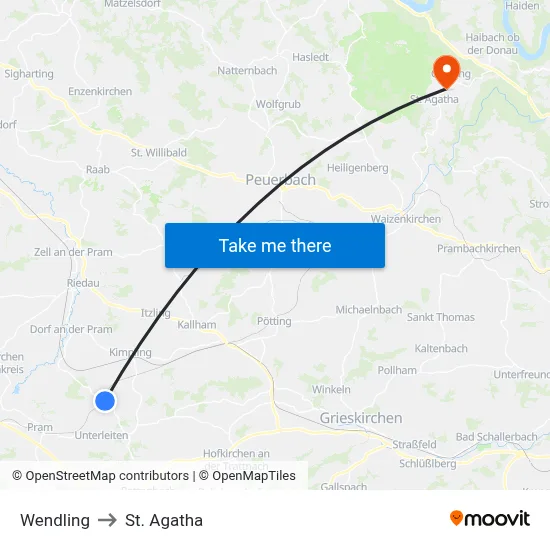 Wendling to St. Agatha map