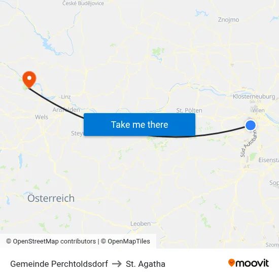Gemeinde Perchtoldsdorf to St. Agatha map