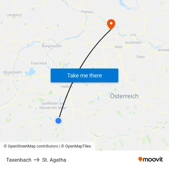 Taxenbach to St. Agatha map