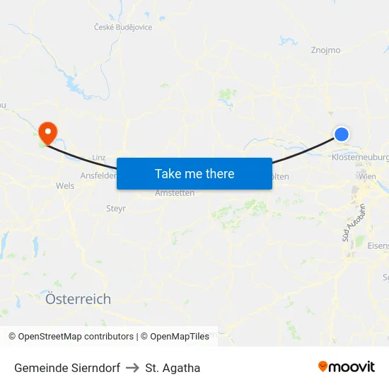 Gemeinde Sierndorf to St. Agatha map