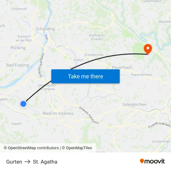 Gurten to St. Agatha map