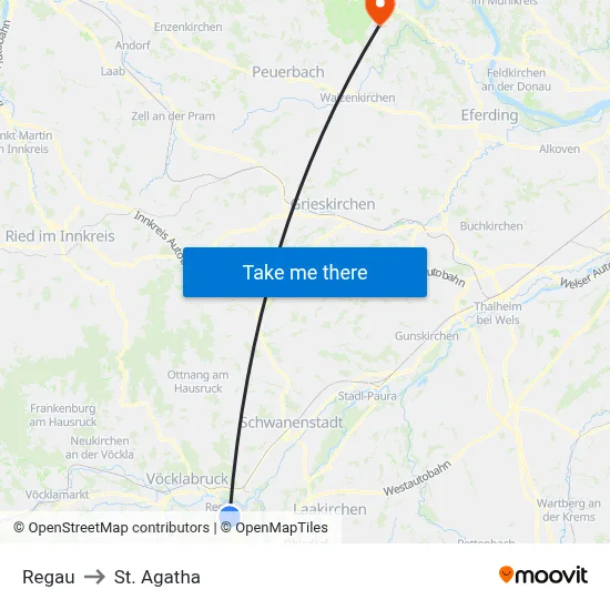 Regau to St. Agatha map