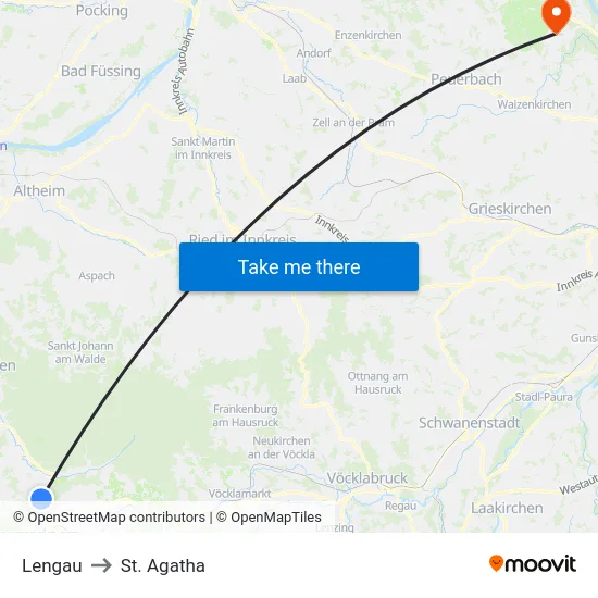 Lengau to St. Agatha map