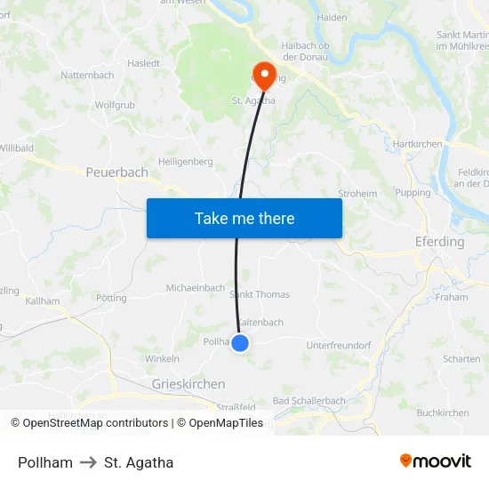 Pollham to St. Agatha map