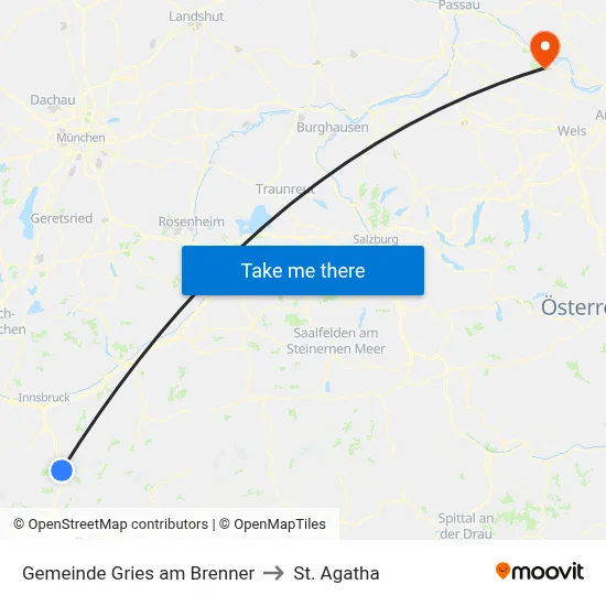 Gemeinde Gries am Brenner to St. Agatha map