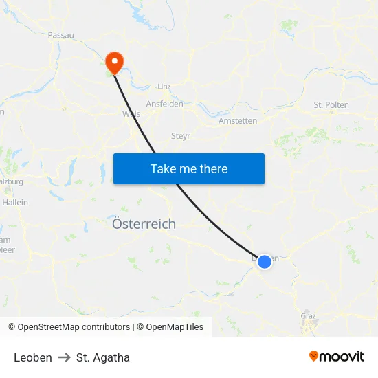 Leoben to St. Agatha map