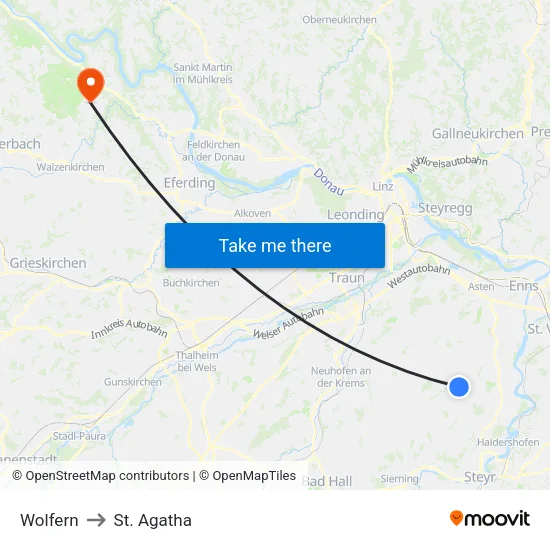 Wolfern to St. Agatha map