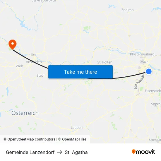 Gemeinde Lanzendorf to St. Agatha map