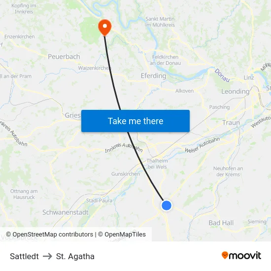 Sattledt to St. Agatha map